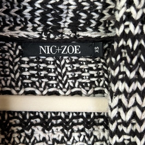 Nic + Zoe cotton Blend Brown And Black Open Face Cardigan Size XS - Picture 4 of 7